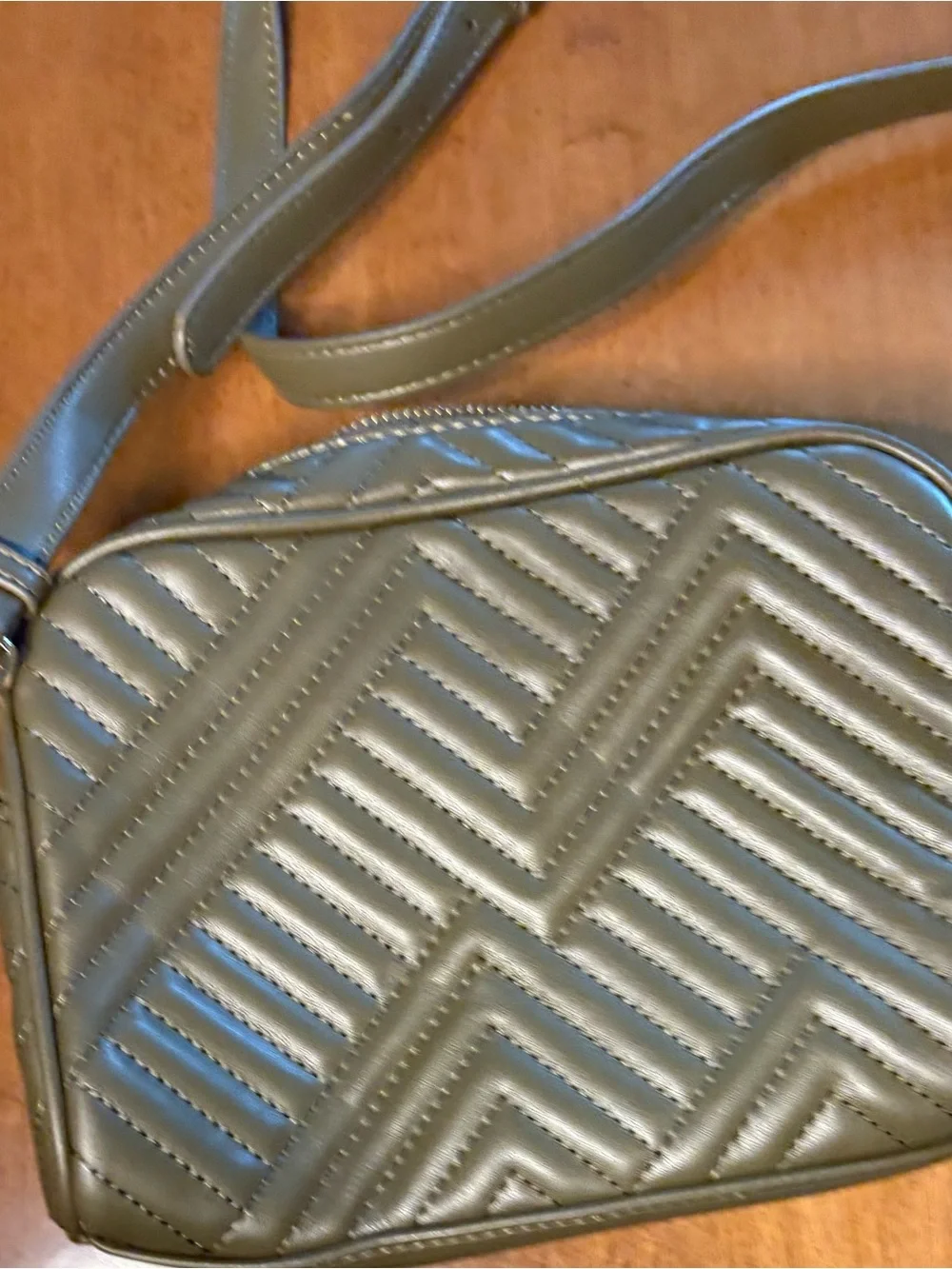 Bostanten Olive Quilted Crossbody with Front Zip Pocket